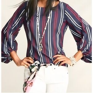 Cabi Navy Striped Red White Blue Women's Top Style 5516 Size XS